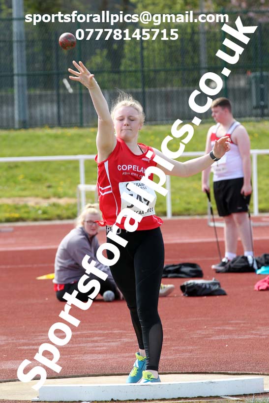 Shot putt, 2021 NECAA Middlesbrough Open Meting, Sunday, May 9th. Photo: David T. Hewitson/Sports for All Pics